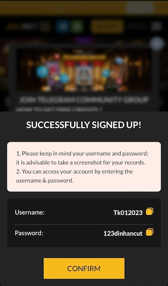 Step 3: Confirm username and password.