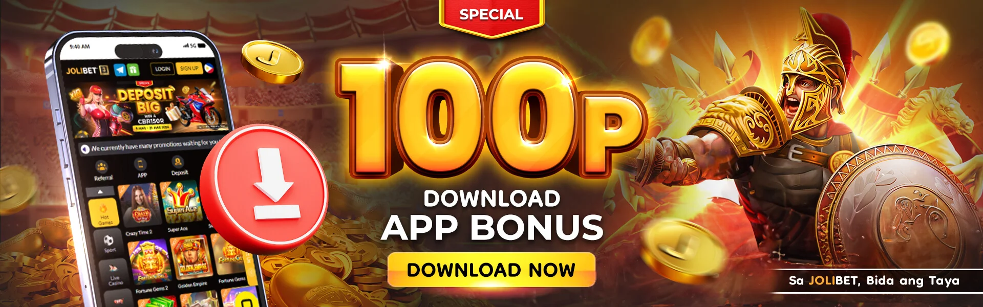100P DOWNLOAD APP BONUS